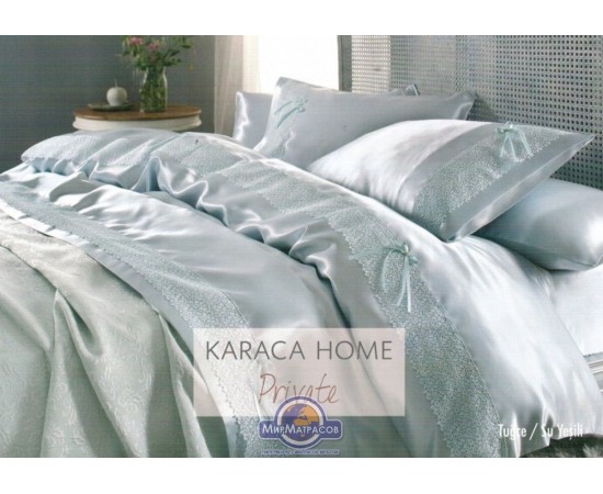 Набор постельного белья с покрывалом пике Karaca Home - Tugce su yesil 2016 бирюзовый евро