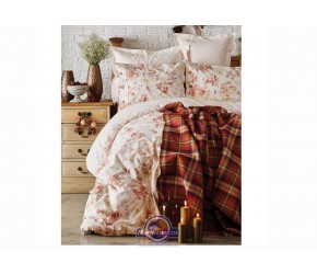 Набор постельного белья с пледом Karaca Home - Arlo orange 2018-2