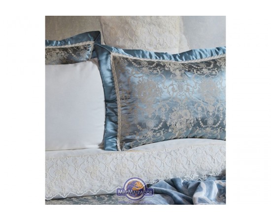 Набор постельного белья с покрывалом + плед Karaca Home - Trella mavi синий евро
