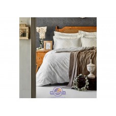 Набор постельного белья с пледом Karaca Home - Desire bej 2020-1 бежевый евро