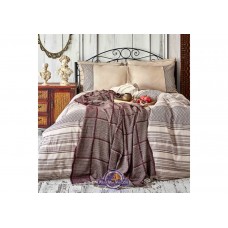 Набор постельного белья с покрывалом Karaca Home - Sadra bordo 2020-1 бордовый евро