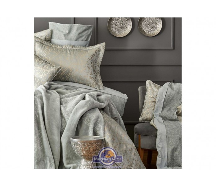 Набор постельного белья с покрывалом + плед Karaca Home - Naya mavi 2019-2 голубой евро