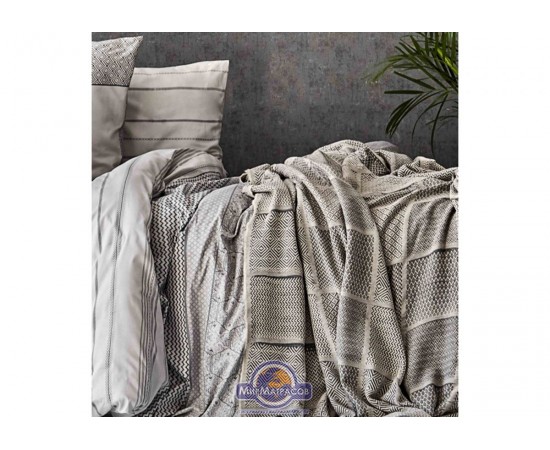 Набор постельного белья с покрывалом Karaca Home - Sadra gri 2020-1 серый евро