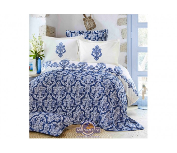 Набор постельного белья с покрывалом Karaca Home - Matteo indigo 2018-2
