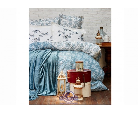 Набор постельного белья с покрывалом Karaca Home - Mathis turquise 2017-1 бирюзовый евро