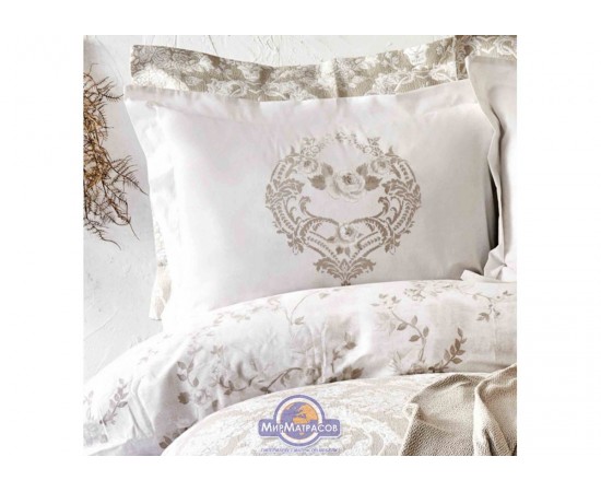 Набор постельное белье с покрывалом + плед Karaca Home - Quatre royal gold 2020-1 золотой евро