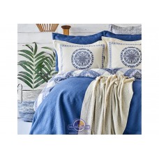 Набор постельного белья с покрывалом + плед Karaca Home - Levni mavi 2020-1 синий евро