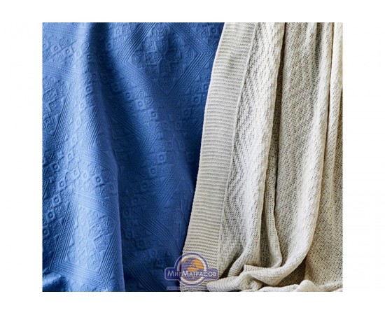 Набор постельного белья с покрывалом + плед Karaca Home - Levni mavi 2020-1 синий евро