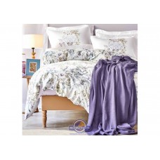 Набор постельного белья с пледом Karaca Home - Elsira lila 2020-1 лиловый евро