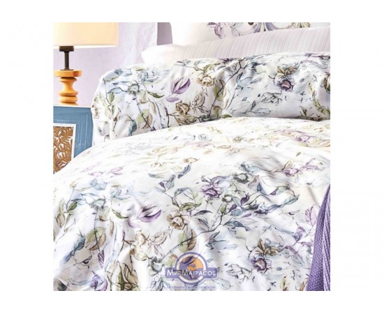 Набор постельного белья с пледом Karaca Home - Elsira lila 2020-1 лиловый евро