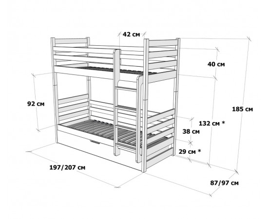 Кровать двухъярусная Drimka Шрек с подъемным механизмом