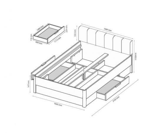 Кровать Miro Mark Asti / Асти с мягкой спинкой и ящиками