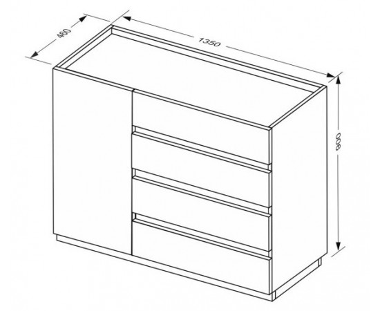 Комод Дуо 1 дверь 4 ящ.