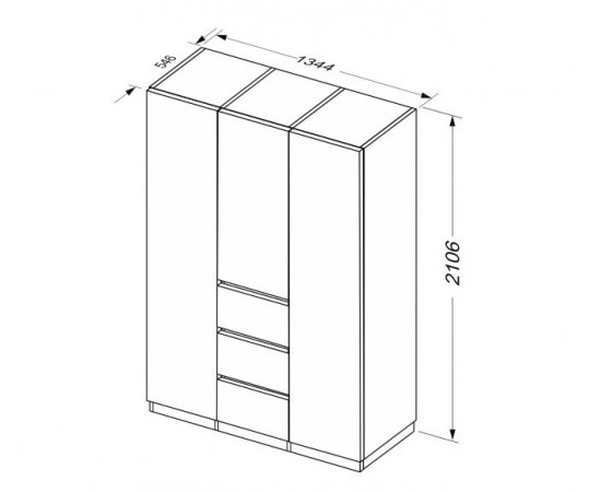 Шкаф Дуо 3дв 3 ящика