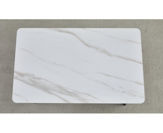 Стол MADRID CERAMIC 140(200)х85 белый глянец / черный каркас