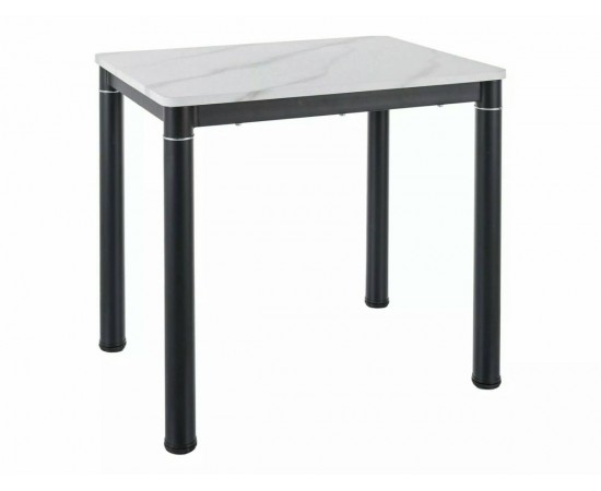 Стол DAMAR 80x60 белый эффект мрамора / черный мат