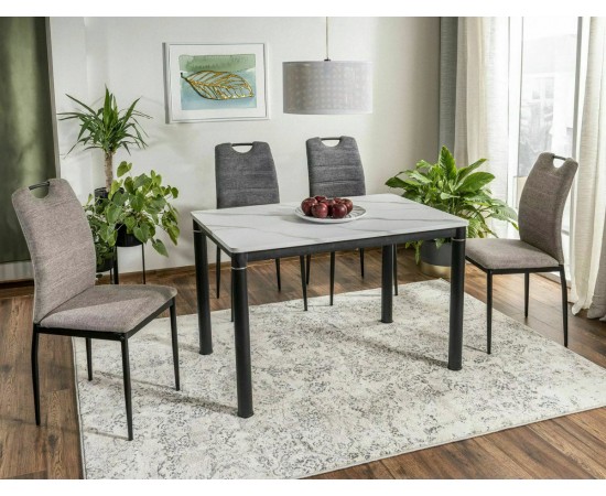 Стол DAMAR 80x60 белый эффект мрамора / черный мат