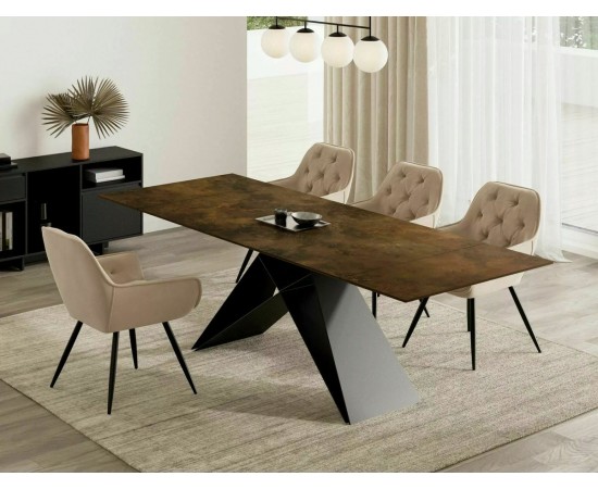 Стол WESTIN CERAMIC 160(240)x90 коричневый OSSIDO BRUNO / черный мат