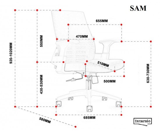 Кресло поворотное SAM серый / белый каркас