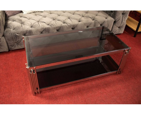 Журнальный столик FOSSIL A дымчатое стекло / серебро 120x60