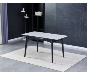 Стол BERLIN CERAMIC 111(140)х75 серый глянец / черный каркас