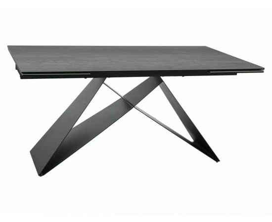 Стол WESTIN CERAMIC 160(240)x90 светло-серый PIETRA DI SAVOIA / черный мат