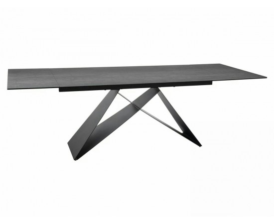 Стол WESTIN CERAMIC 160(240)x90 светло-серый PIETRA DI SAVOIA / черный мат