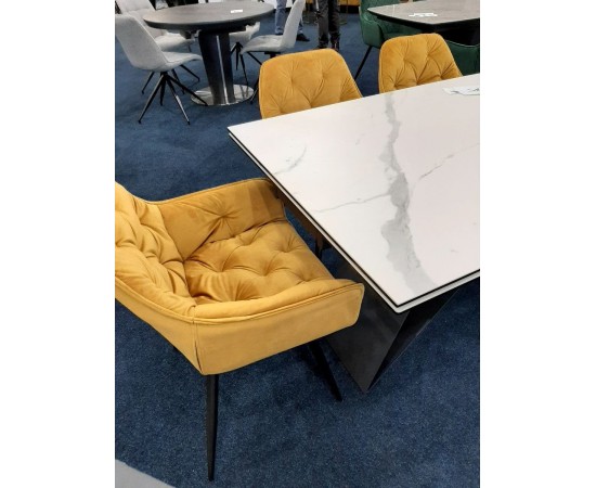 Стол WESTIN III CERAMIC белый / черный мат (160-240)x90