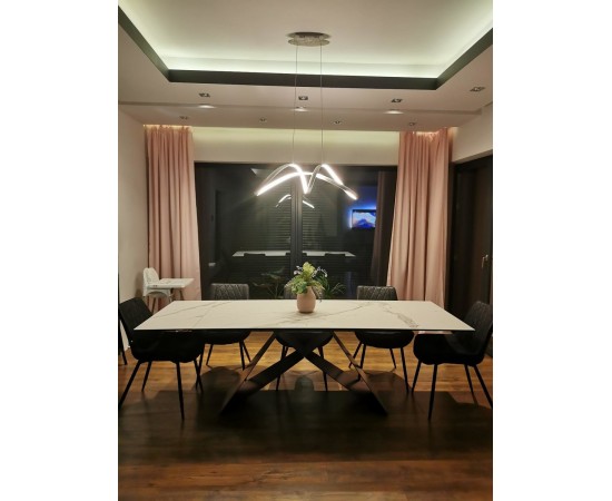 Стол WESTIN III CERAMIC белый / черный мат (160-240)x90