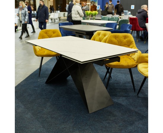 Стол WESTIN III CERAMIC белый / черный мат (160-240)x90