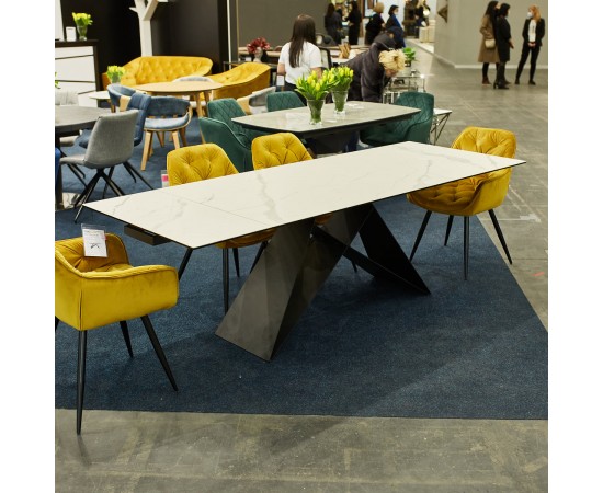 Стол WESTIN III CERAMIC белый / черный мат (160-240)x90