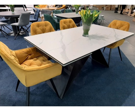 Стол WESTIN III CERAMIC белый / черный мат (160-240)x90