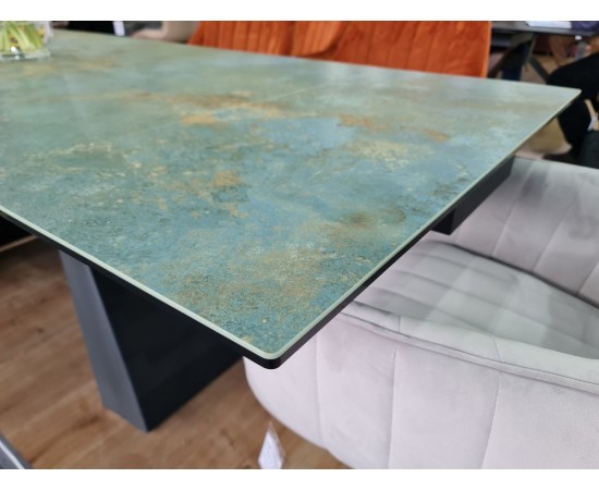 Стол WESTIN CERAMIC 160(240)x90 бирюза OSSIDO VERDE / черный мат