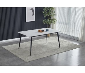 Стол SABA CERAMIC 130х70 белый глянец / черный каркас
