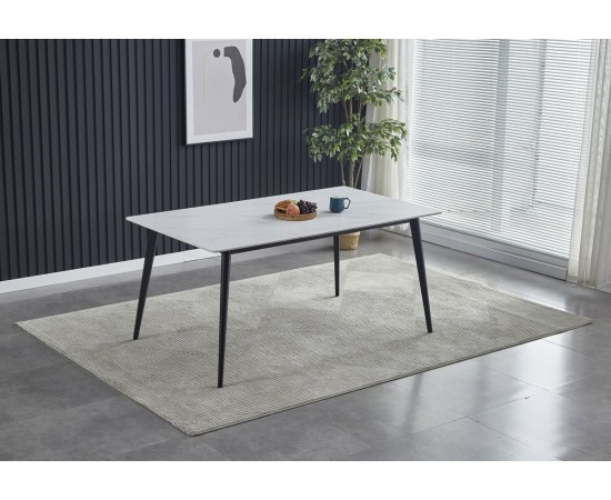 Стол SABA CERAMIC 130х70 белый глянец / черный каркас