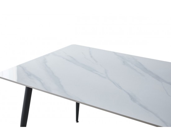 Стол SABA CERAMIC 130х70 белый глянец / черный каркас