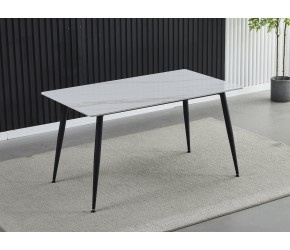 Стол KING CERAMIC 140х80 белый глянец / черный мат каркас