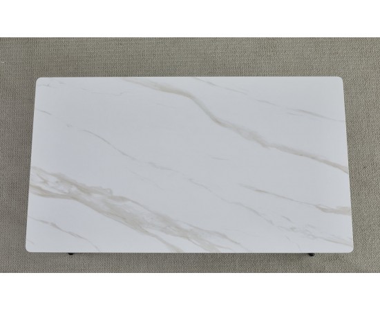 Стол KING CERAMIC 140х80 белый глянец / черный мат каркас