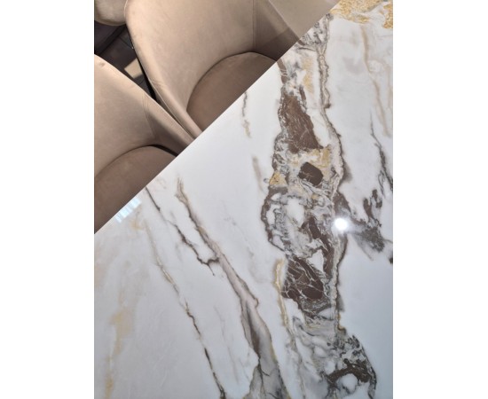 Стол NORMAN CERAMIC 120х90 gold Phoenix глянец / черный каркас