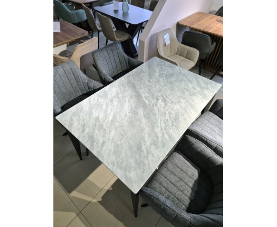 Стол NORMAN CERAMIC 140х90 Muie White глянец / черный каркас