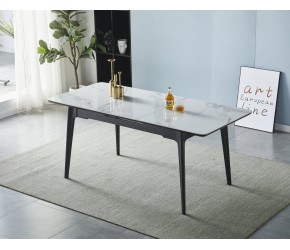 Стол BERLIN CERAMIC 140(180)х80 белый глянец / черный каркас