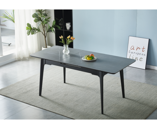 Стол BERLIN CERAMIC 140(180)х80 серый мат / черный каркас