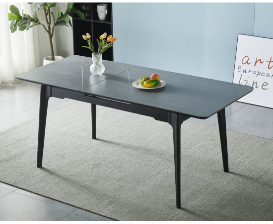 Стол BERLIN CERAMIC 140(180)х80 серый мат / черный каркас