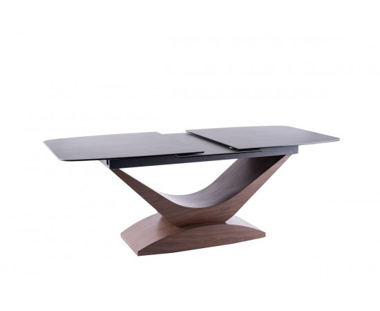 Стол DOLCE CERAMIC серый мрамор / орех 180(240)x95