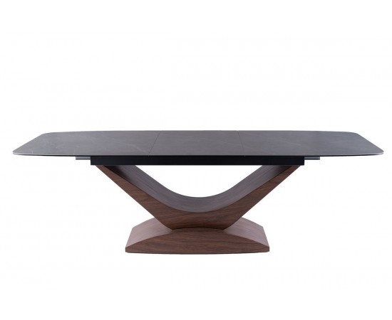 Стол DOLCE CERAMIC серый мрамор / орех 180(240)x95