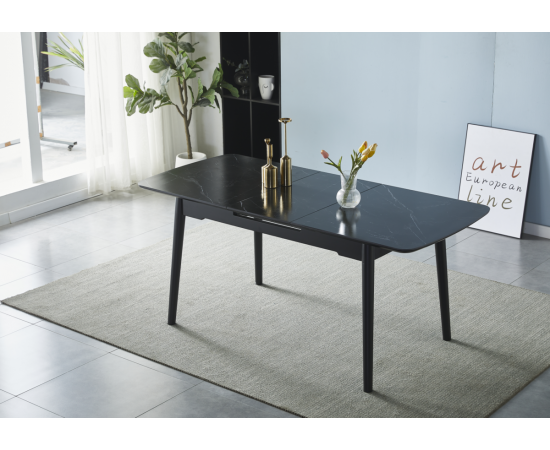 Стол BERLIN CERAMIC 140(180)х80 черный мат / черный каркас