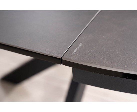 Стол PORTO CERAMIC 120(160)x120 тем.серый эффект мрамора / черный мат