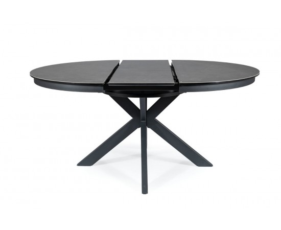 Стол PORTO CERAMIC 120(160)x120 тем.серый эффект мрамора / черный мат
