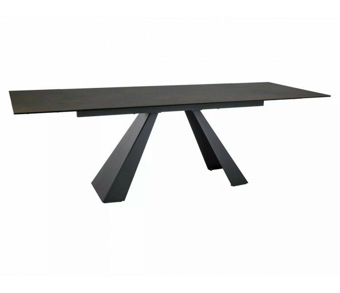 Стол SALVADORE CERAMIC 160(240)x90 коричневый OSSIDO BRUNO / черный мат