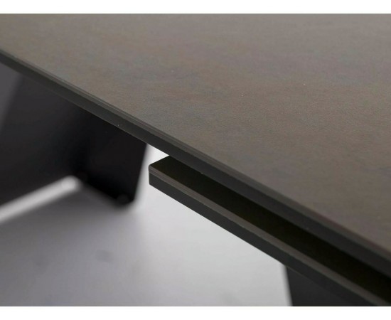 Стол SALVADORE CERAMIC 160(240)x90 коричневый OSSIDO BRUNO / черный мат
